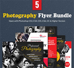 5个不错的摄像传单PSD模板：Photography Flyer Bundle